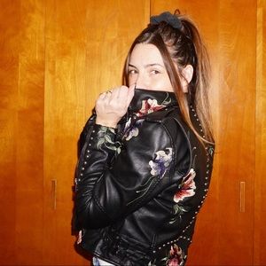 AS YOU WISH FLORAL EMBROIDERED MOTO JACKET